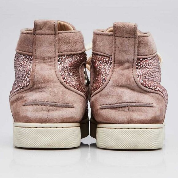Christian Louboutin Pink Suede Crystal Bip Bip High Top Sneakers Size 10/40.5 - Picture 4 of 5